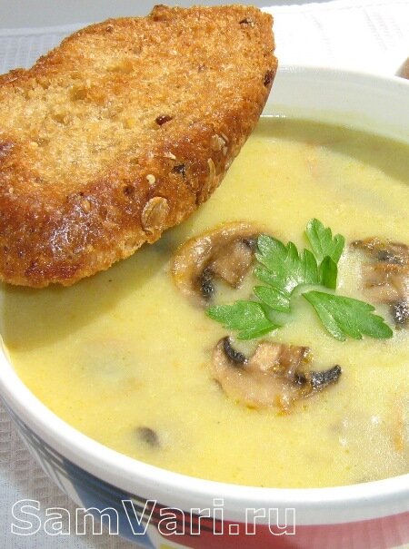 суп с сыром и грибами